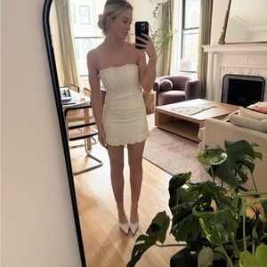 Oh Polly Cream Strapless Mini Dress